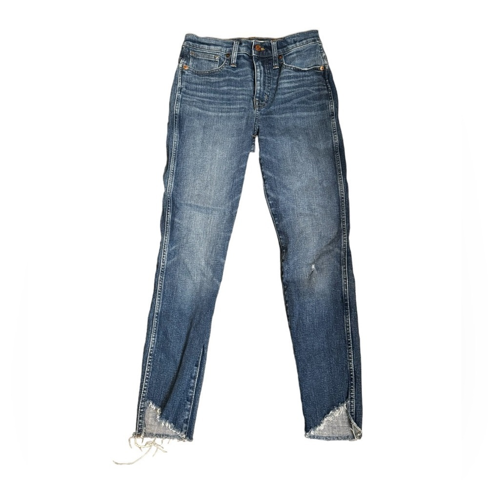 MADEWELL 10 inch Hi Rise Skinny Jeans Women's 26 Drop Step Raw Hem Blue EUC